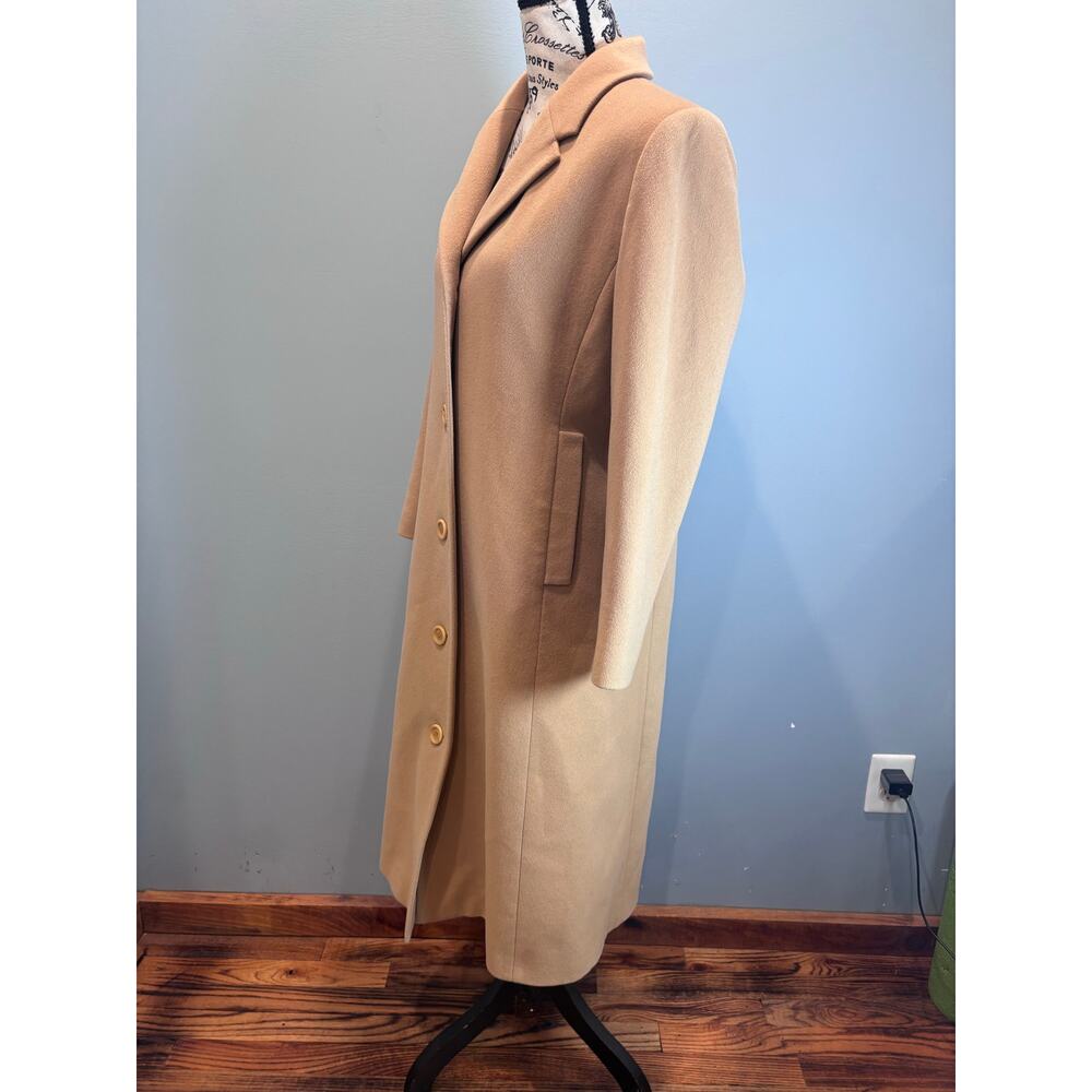 L.L. Bean Women’s Petite Wool Coat Size 6 Camel Tan Long Overcoat - Picture 3 of 10